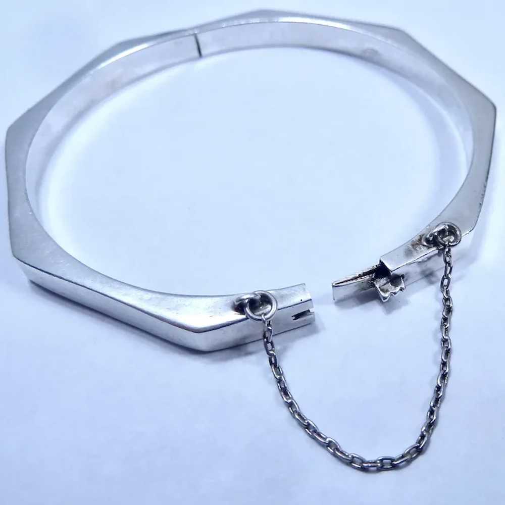 Sterling Silver 925 Octagonal Hinged Bangle Brace… - image 5