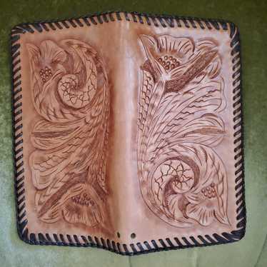 Vintage Hand Tooled Embossed Leather Wallet.