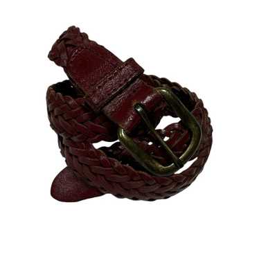 Vintage Oxblood Red Brown Braided Woven Leather Be