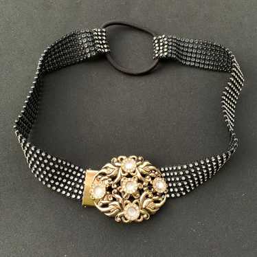 Vintage mesh and faux gold floral headband - image 1