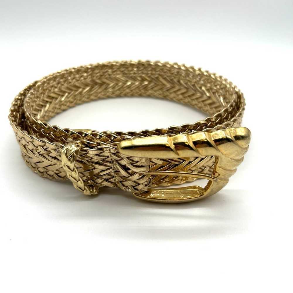 Pearl Vintage Metallic Braided Belt Gold Buckle 1… - image 2