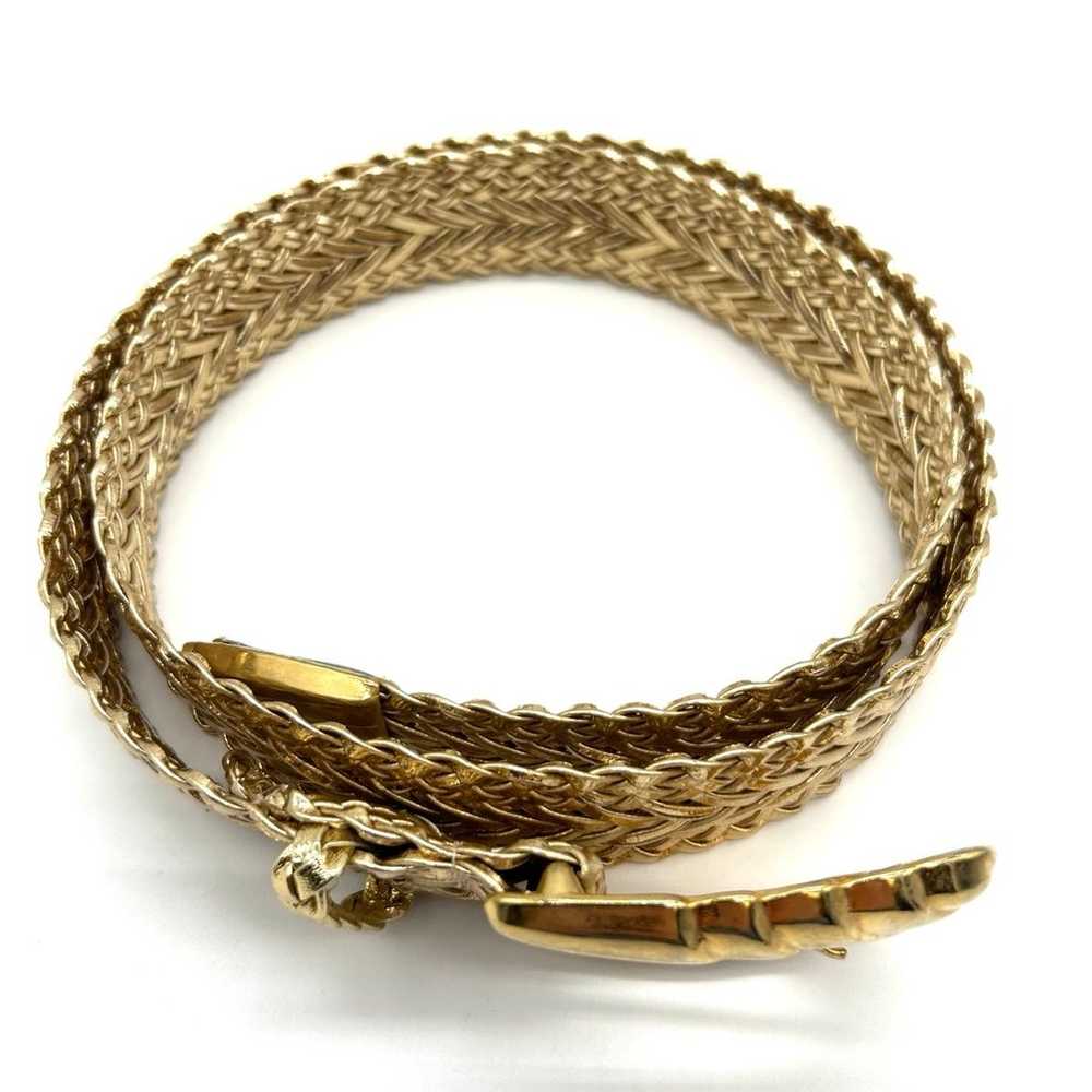 Pearl Vintage Metallic Braided Belt Gold Buckle 1… - image 3