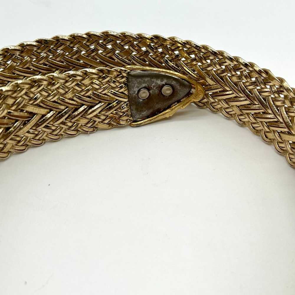 Pearl Vintage Metallic Braided Belt Gold Buckle 1… - image 5