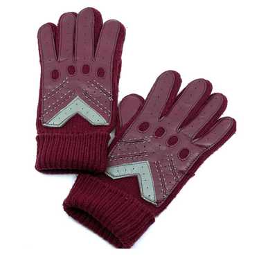 Vintage Burgundy and Grey Knit and Vinyl Womens G… - image 1