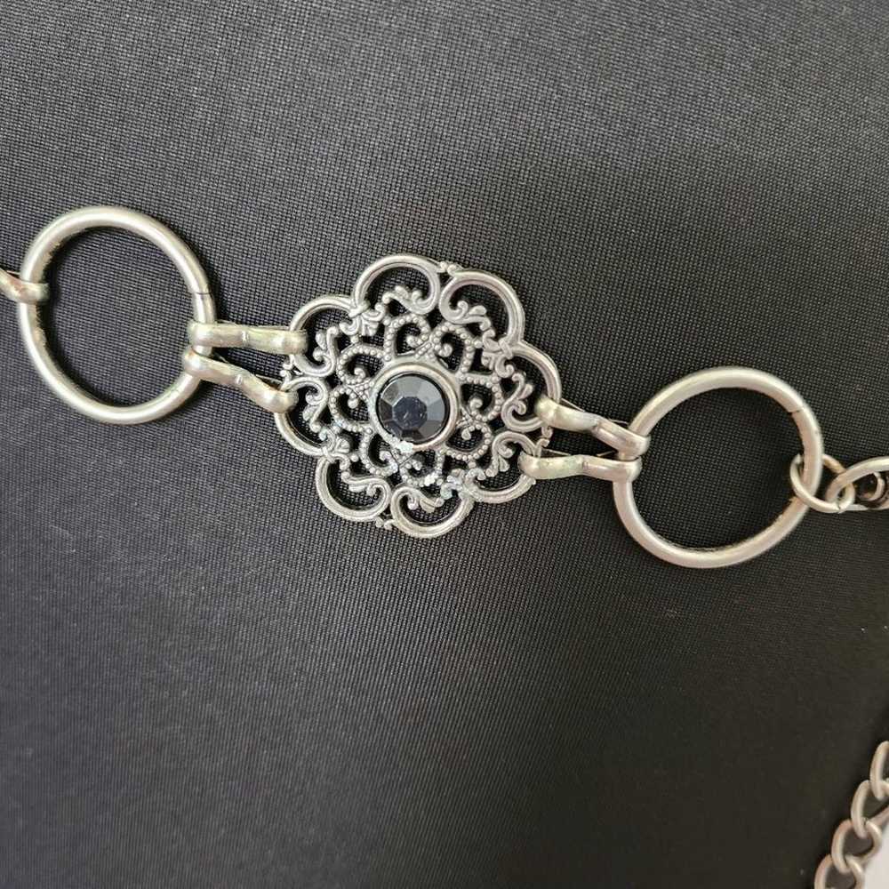 Vintage 90s Filigree Floral Gun Metal Belt - image 2