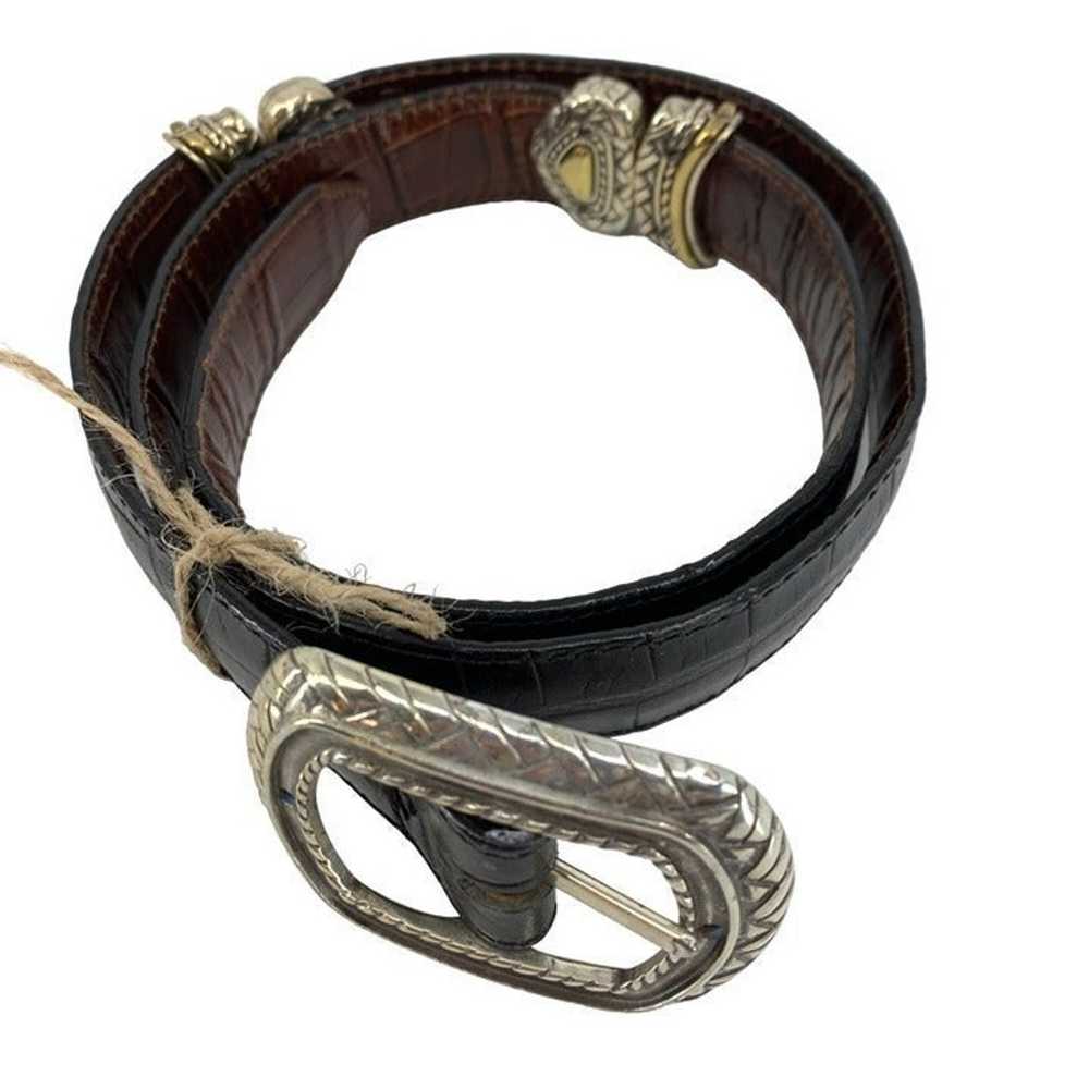 Brighton Marcus 2 Tone Belt VTG Black & Brown Lea… - image 1