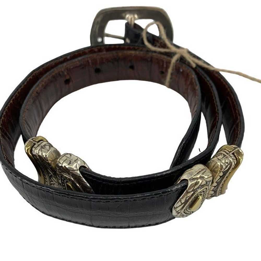 Brighton Marcus 2 Tone Belt VTG Black & Brown Lea… - image 2