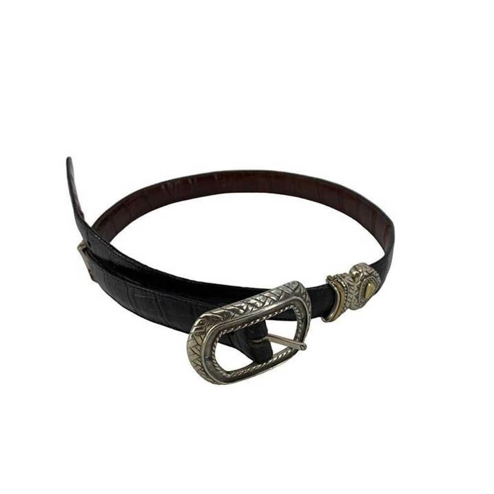 Brighton Marcus 2 Tone Belt VTG Black & Brown Lea… - image 5