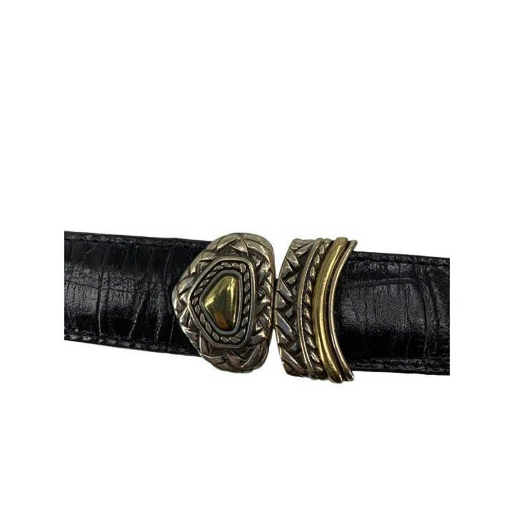 Brighton Marcus 2 Tone Belt VTG Black & Brown Lea… - image 9