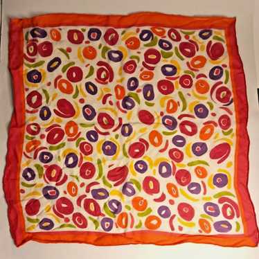 Vtg Liz Claiborne 1980s Designer Silk Scarf Color… - image 1