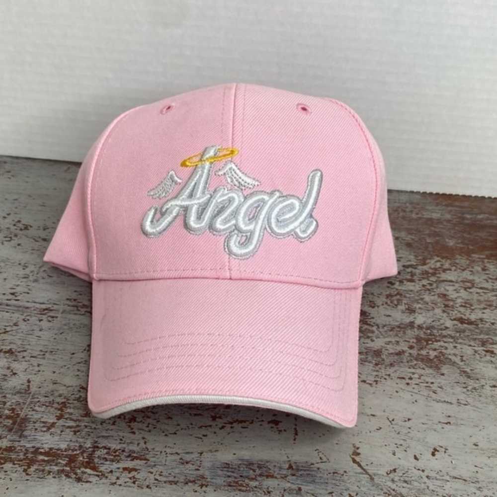 Vintage Y2K 2000s Angel Embroidered pink Hat - image 1