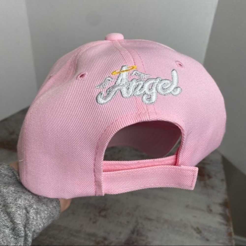 Vintage Y2K 2000s Angel Embroidered pink Hat - image 2