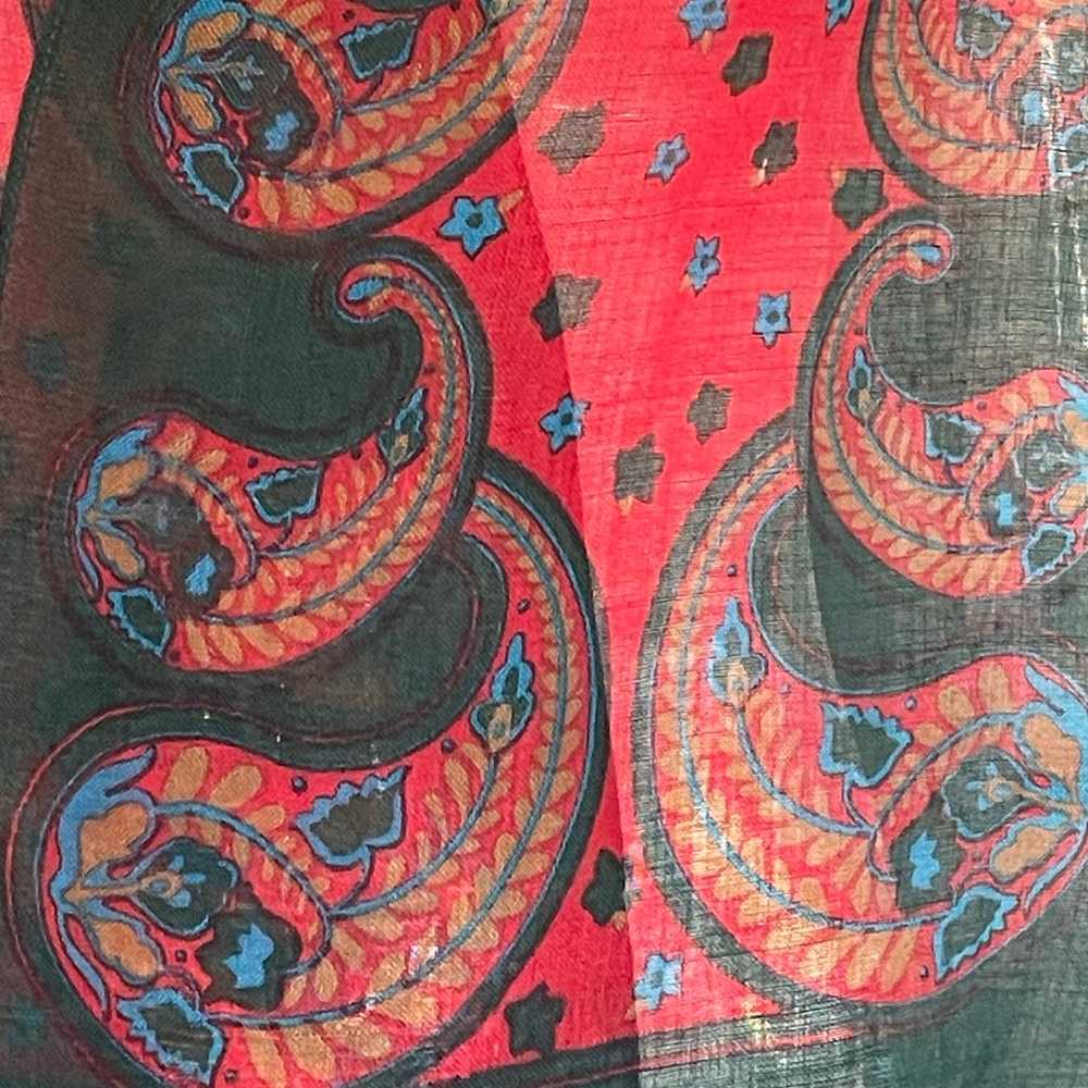 Vintage Vera Wool Scarf Paisley Print 11 by 44 In… - image 6