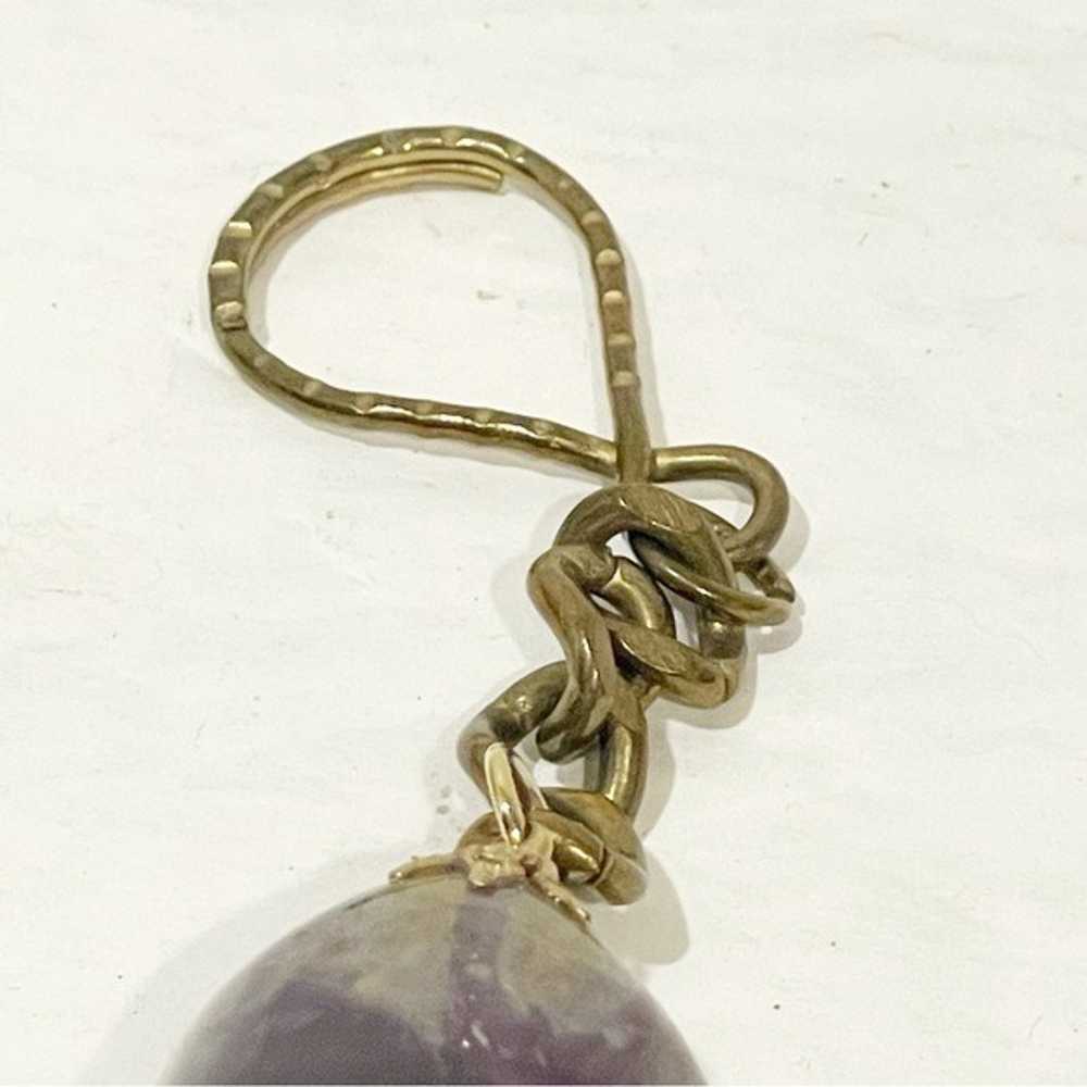 Vintage Amethyst Gemstone Keychain Charm Pendant … - image 3