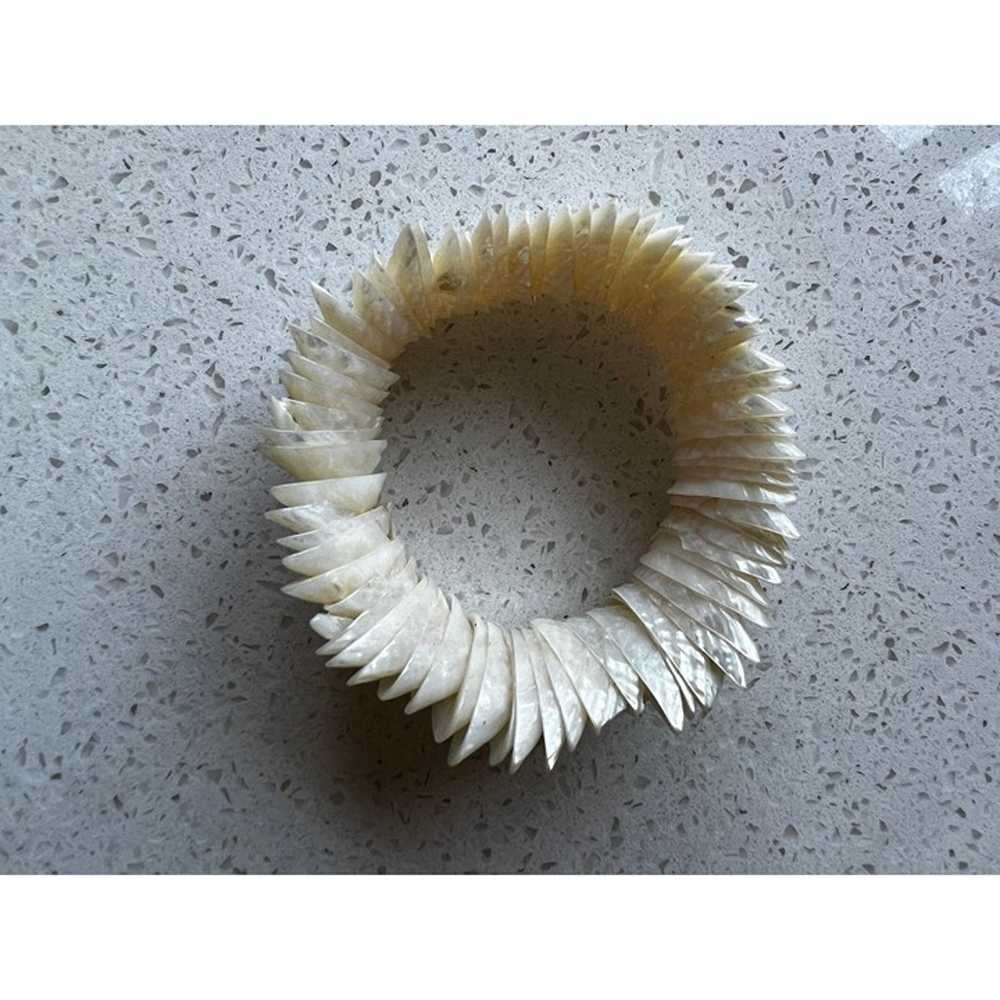 Vintage Caribbean Beach Sea Shell Stretch Off Whi… - image 5