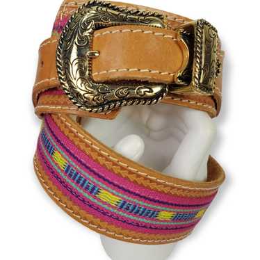 Aztec SZ S VTG Leather Western Belt BOHO - image 1