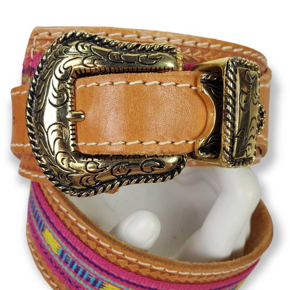 Aztec SZ S VTG Leather Western Belt BOHO - image 2