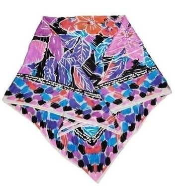 Vintage Honey Brand Silk Scarf Abstract Floral Pu… - image 1