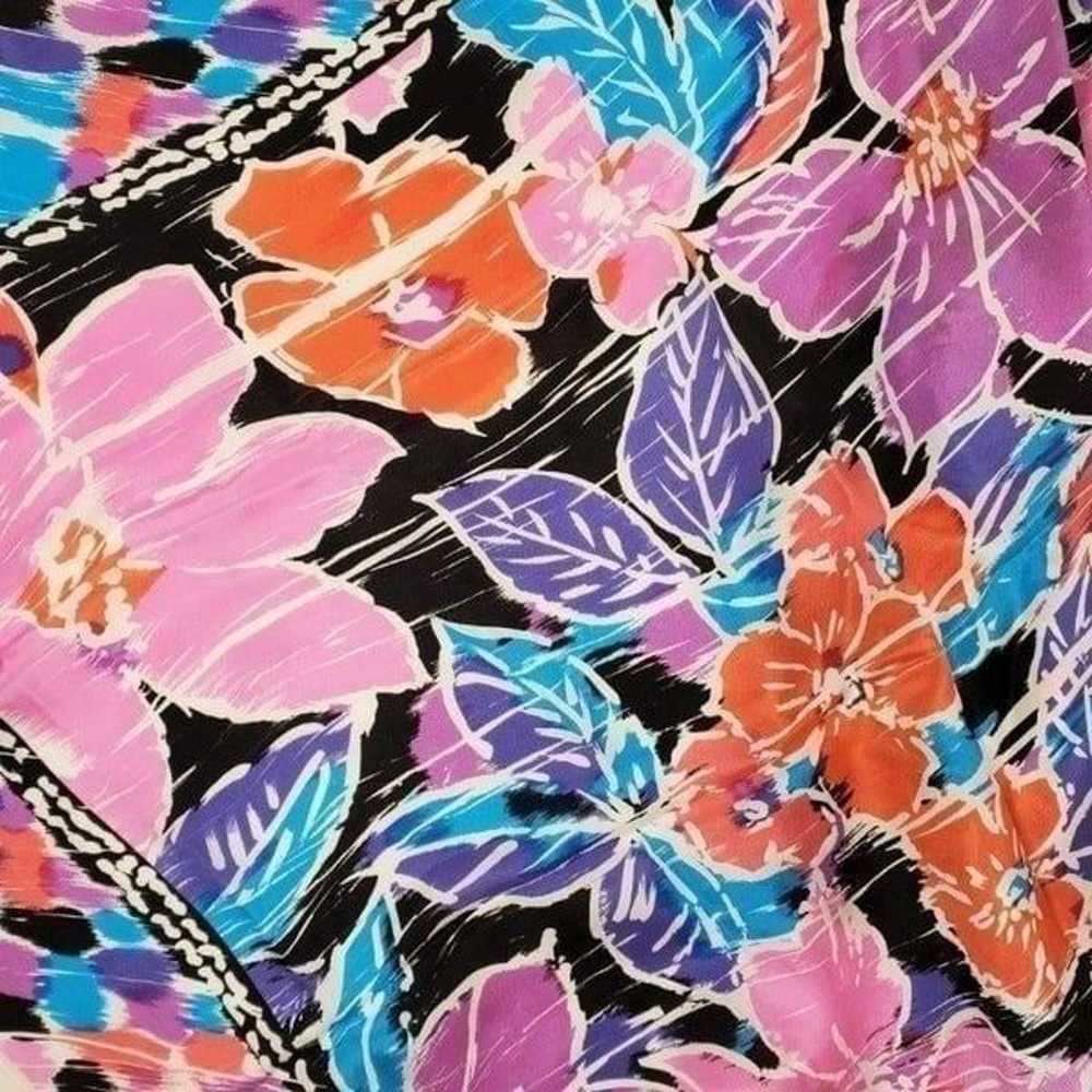 Vintage Honey Brand Silk Scarf Abstract Floral Pu… - image 2