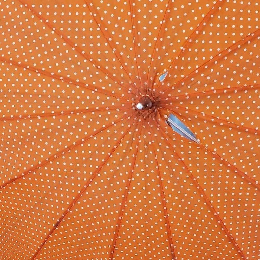 Vintage Orange Polka Dot Umbrella - image 3