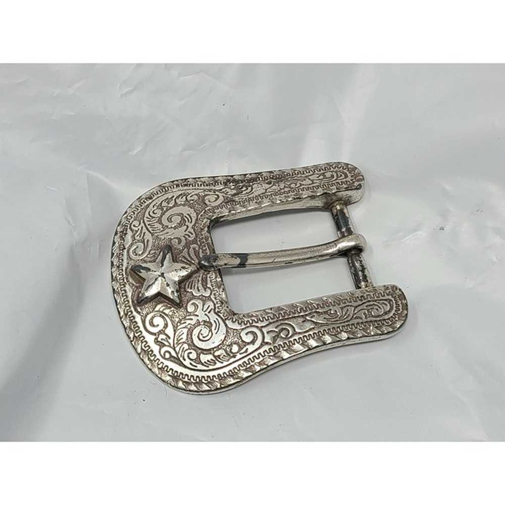 Vintage Western Silver Tone Belt Buckle w/Star Ta… - image 1