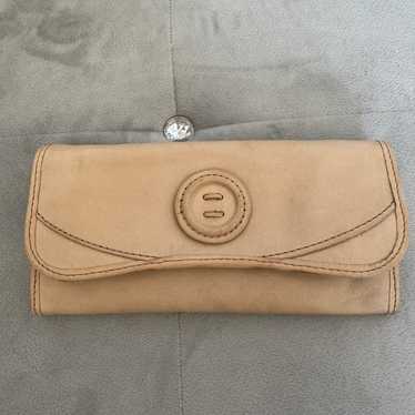 Fossil Tan Soft Leather Vintage Button Wallet