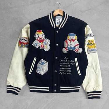 \"完全無地\"80s-90s Virsity Jacket Made In USA Leder Fashions Men's Stylish 90s Texas Bomber Satin Jacket
