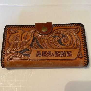 LEATHER TOOLED WALLET * VINTAGE* - image 1