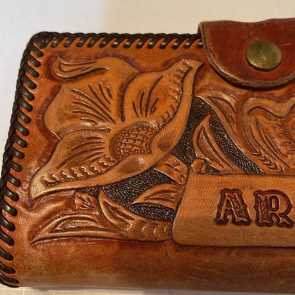 LEATHER TOOLED WALLET * VINTAGE* - image 2