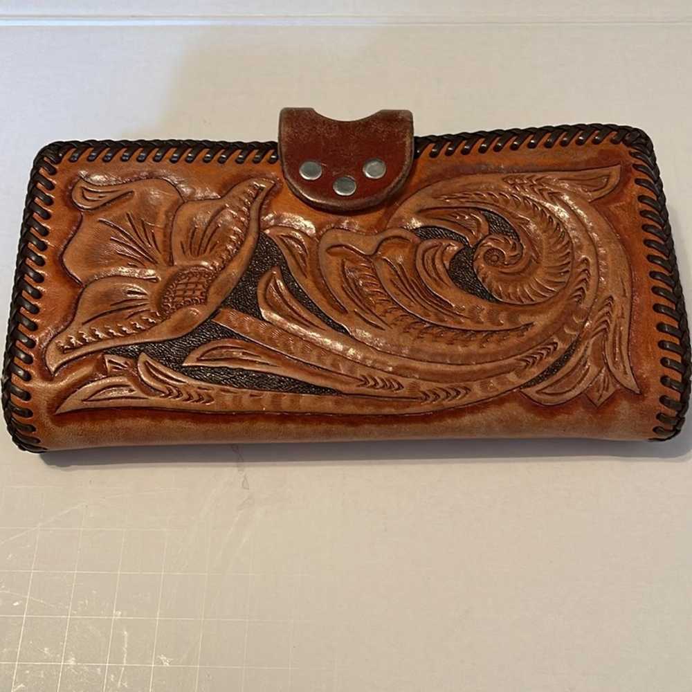 LEATHER TOOLED WALLET * VINTAGE* - image 3