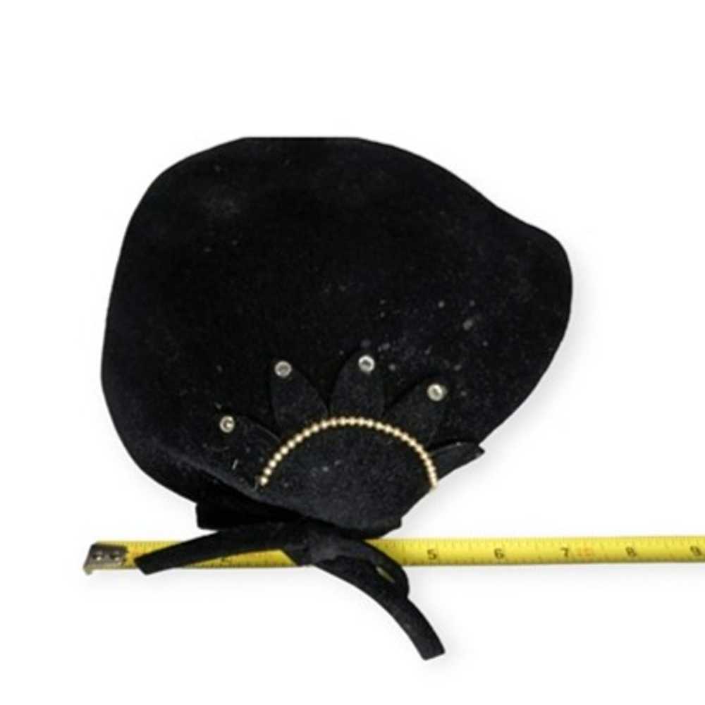 Vintage Black Velour Pinch Hat - image 10