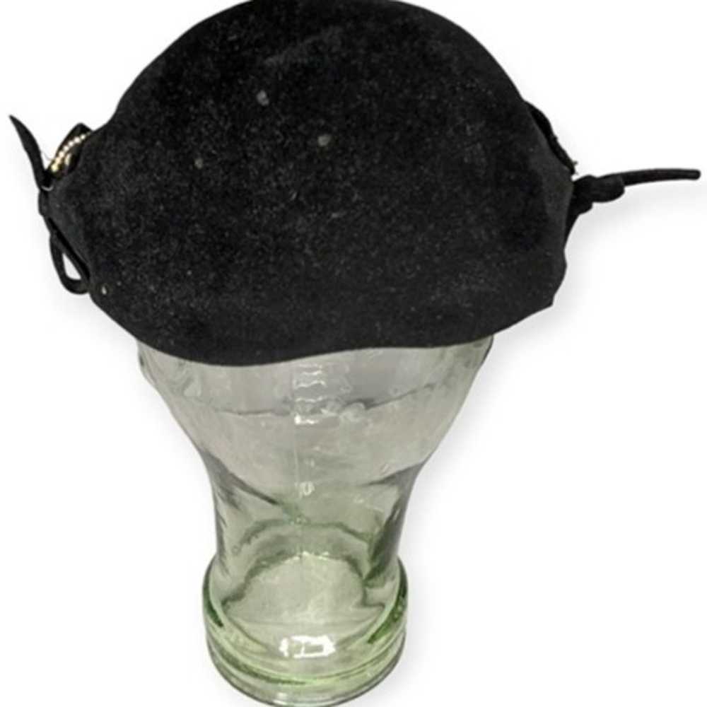 Vintage Black Velour Pinch Hat - image 3