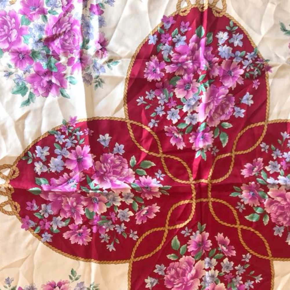 Vintage floral silk scarf - image 2