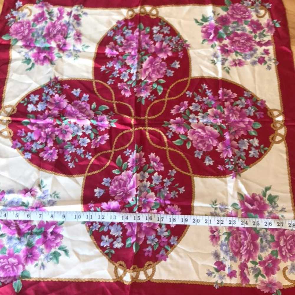 Vintage floral silk scarf - image 3