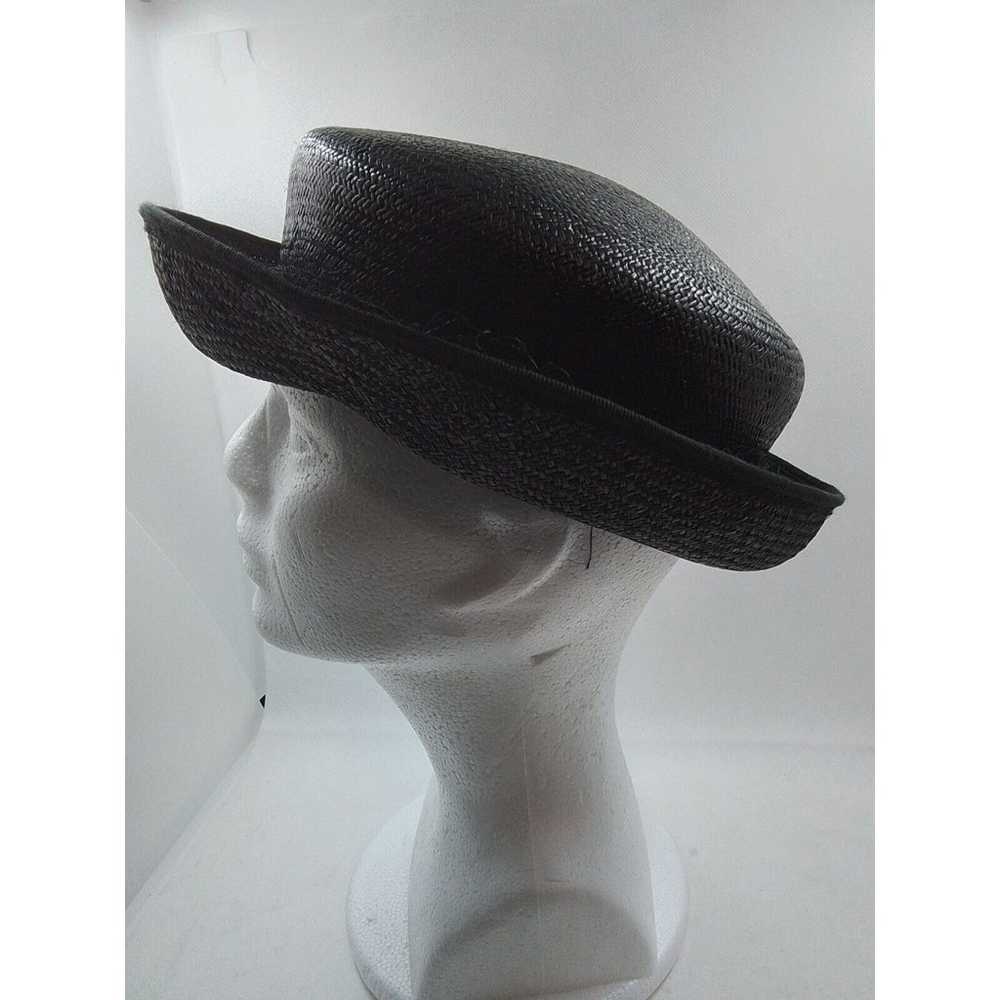 Ladies Vintage Black Straw Hat-With Netting - image 2