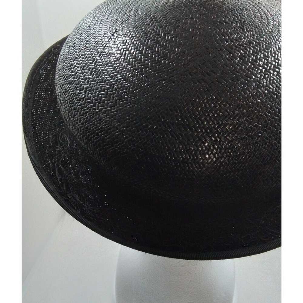 Ladies Vintage Black Straw Hat-With Netting - image 4