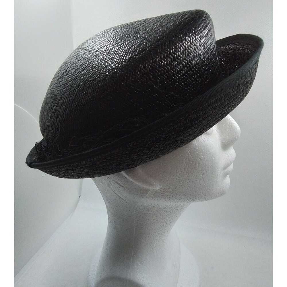 Ladies Vintage Black Straw Hat-With Netting - image 5