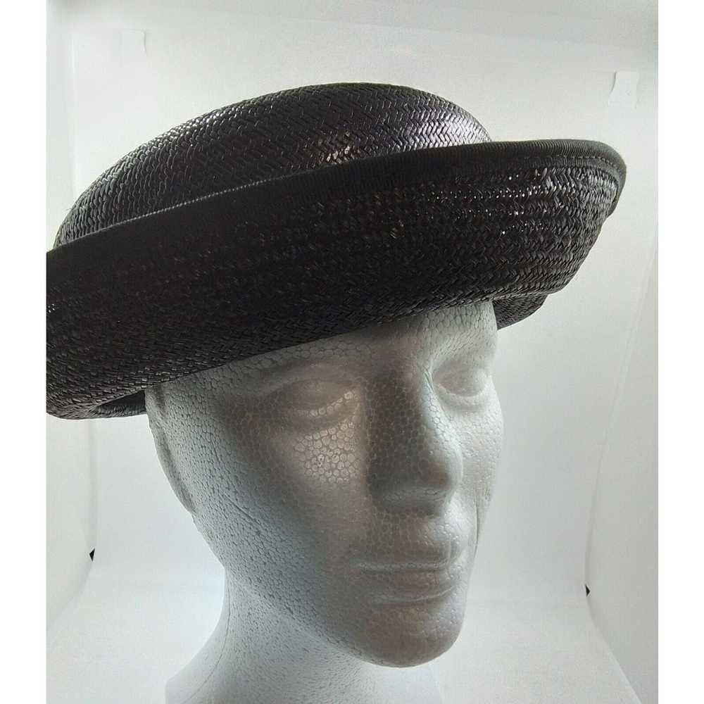 Ladies Vintage Black Straw Hat-With Netting - image 6