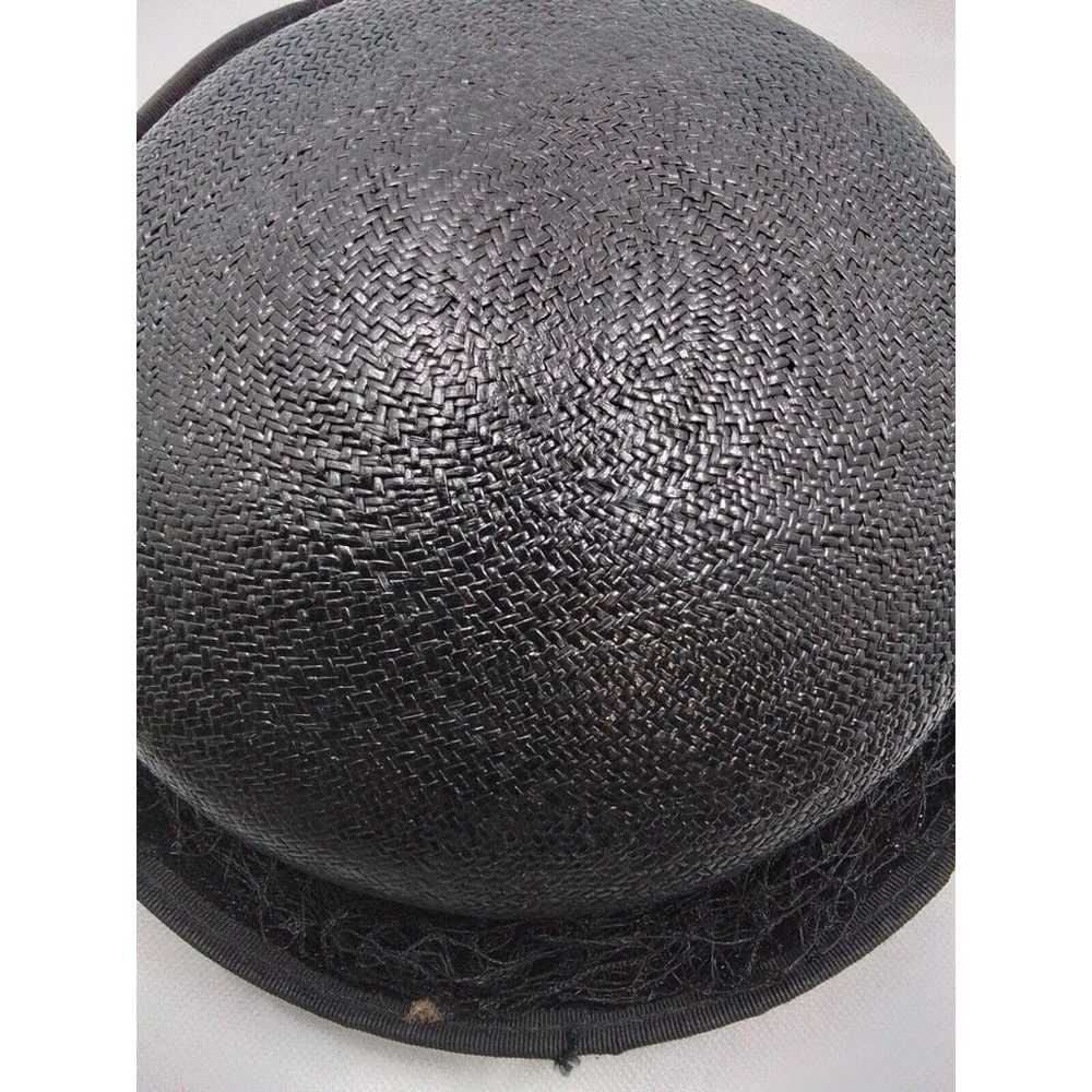 Ladies Vintage Black Straw Hat-With Netting - image 8