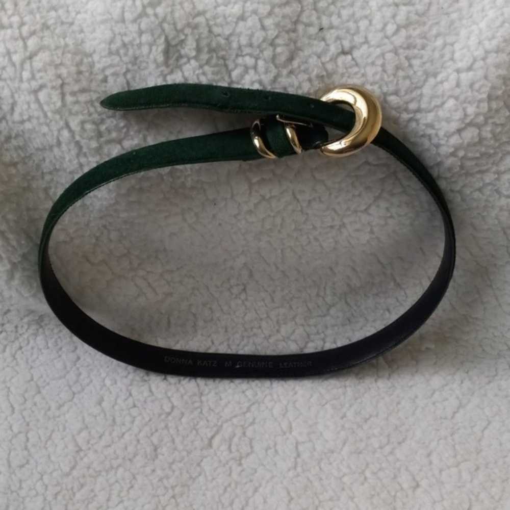 Vintage Donna Katz Dark Green Suede Designer Belt… - image 1