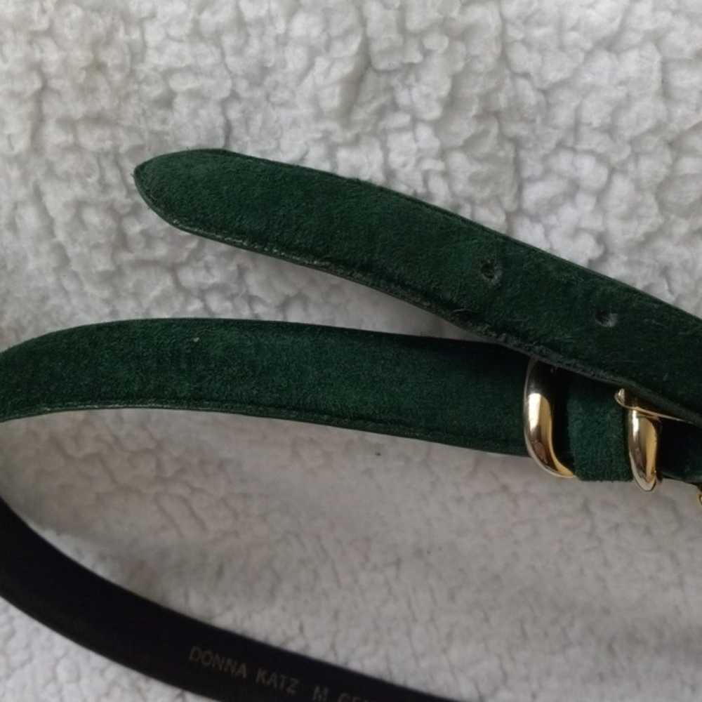 Vintage Donna Katz Dark Green Suede Designer Belt… - image 2