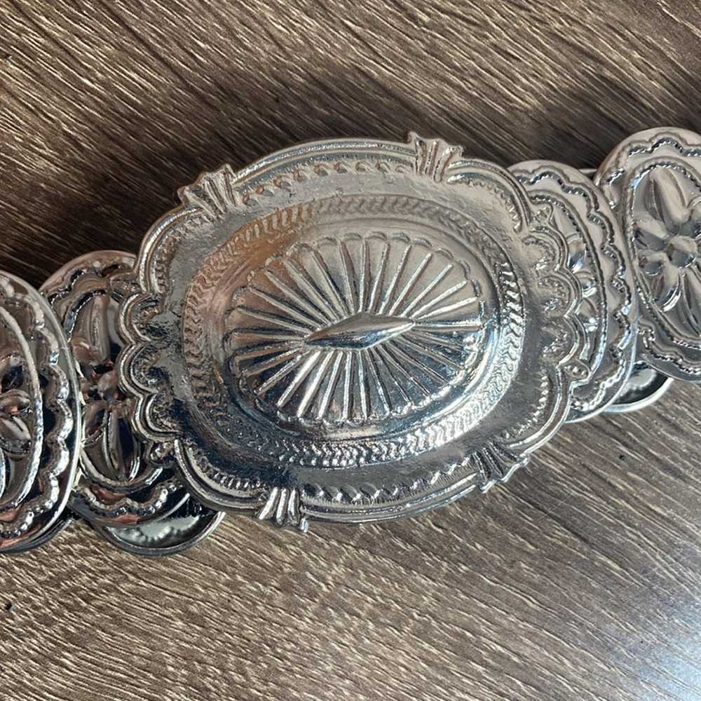 Vintage Metal Silver Elastic Women’s Large Belt - image 2