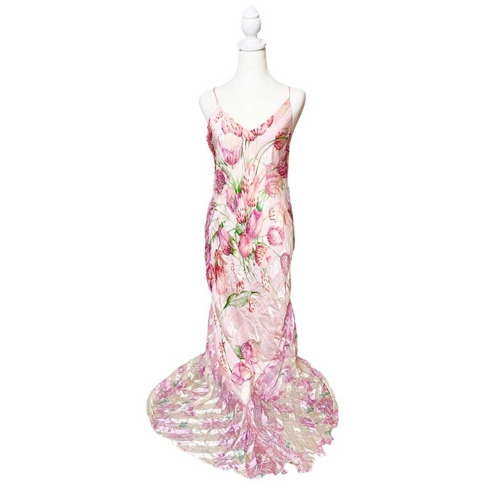 Vintage Y2K Silk Floral Beaded Dress - image 2