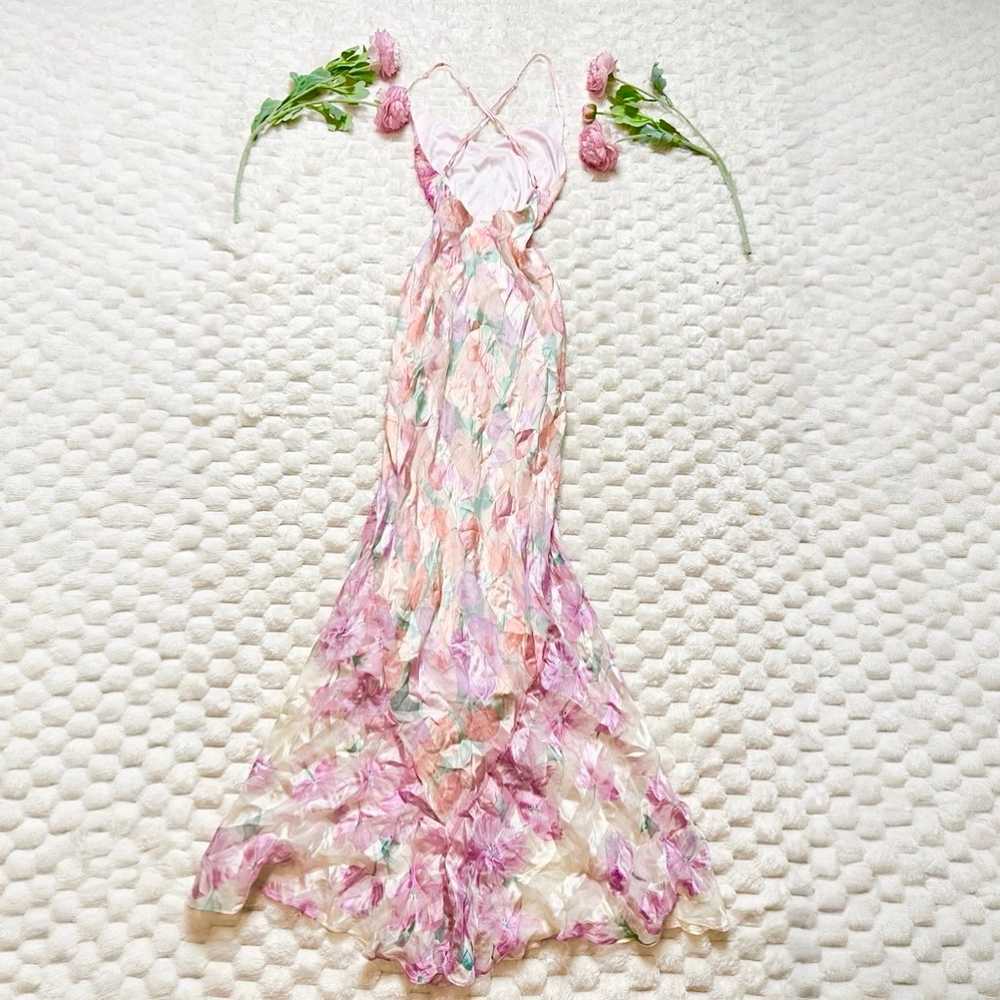 Vintage Y2K Silk Floral Beaded Dress - image 9