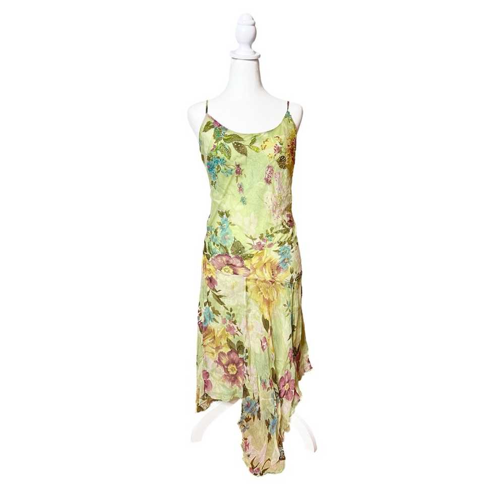 Vintage Italian Chiffon Floral Beaded Dress - image 3