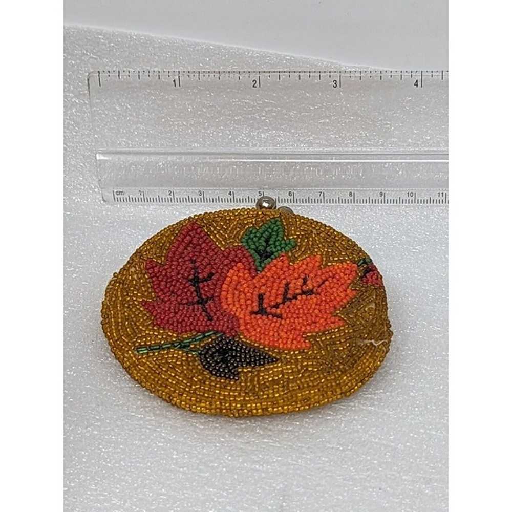 Vintage Beaded Coin Purse With Leaves - image 2