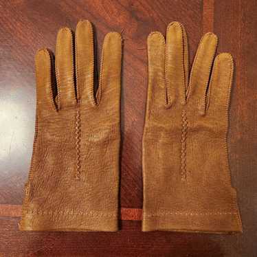 Vintage Womens Soft Leather Gloves Brown