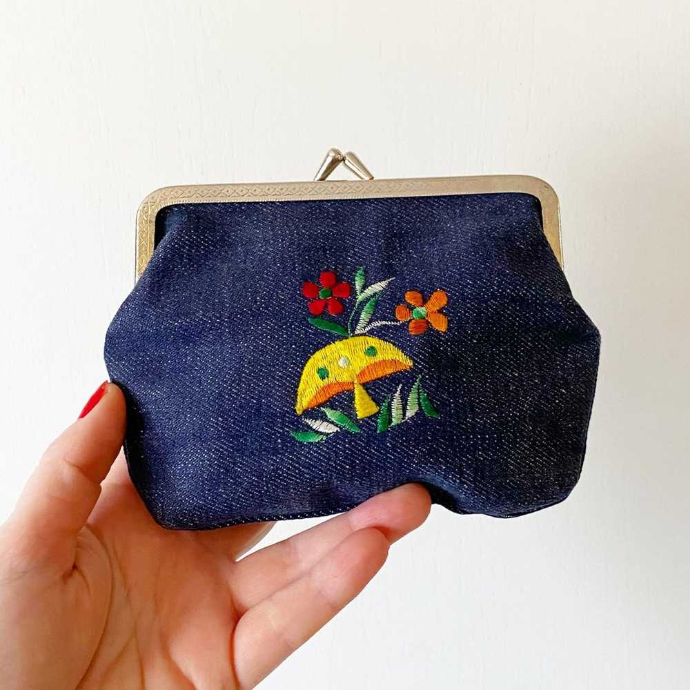 Vintage Mushroom Embroidered Coin Purse - image 1