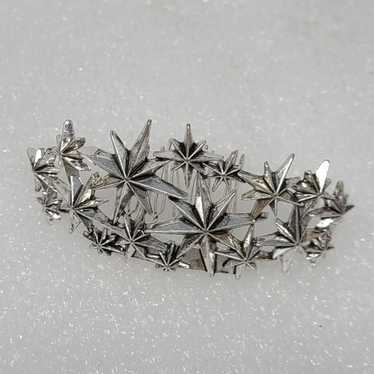 Vintage Hair Comb Jewelry Silver Tone Stars - image 1