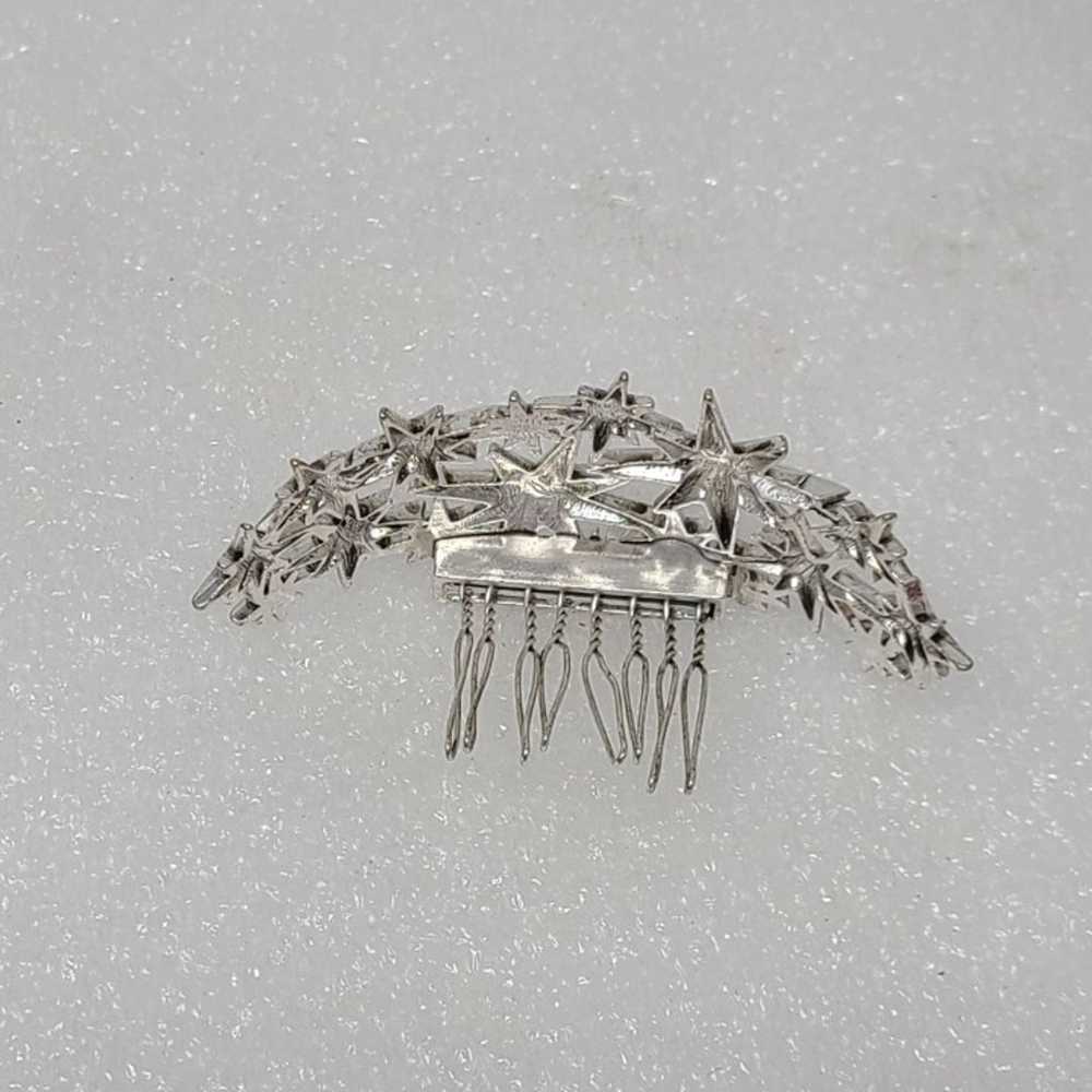 Vintage Hair Comb Jewelry Silver Tone Stars - image 2